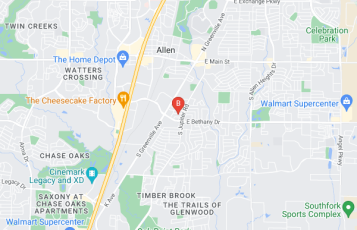 Allen Towing location map: 526 English oak dr, Allen, TX