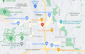 Flatbed Tow Truck In Dallas location map: 14800 Quorum Dr #520, Dallas, TX