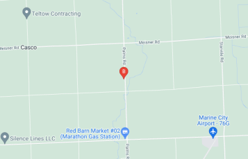 Waterdogs Plumbing location map: 5384 Palms Road, Casco, Michigan