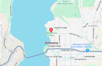 Foster Janitorial location map: 1160 Sunset Drive, Kelowna, British Columbia